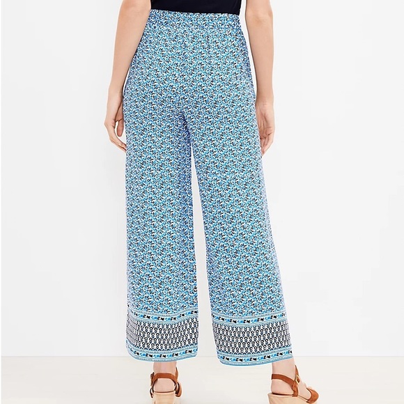 LOFT Blue Patterned Wide Leg Pants - Picture 2 of 8